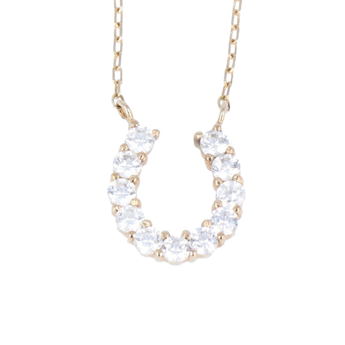 K 10 スワロフスキージルコニア ネックレス イエローゴールド ジルコニア 1.1 g 40 cm レディース ジュエリー -A 9356