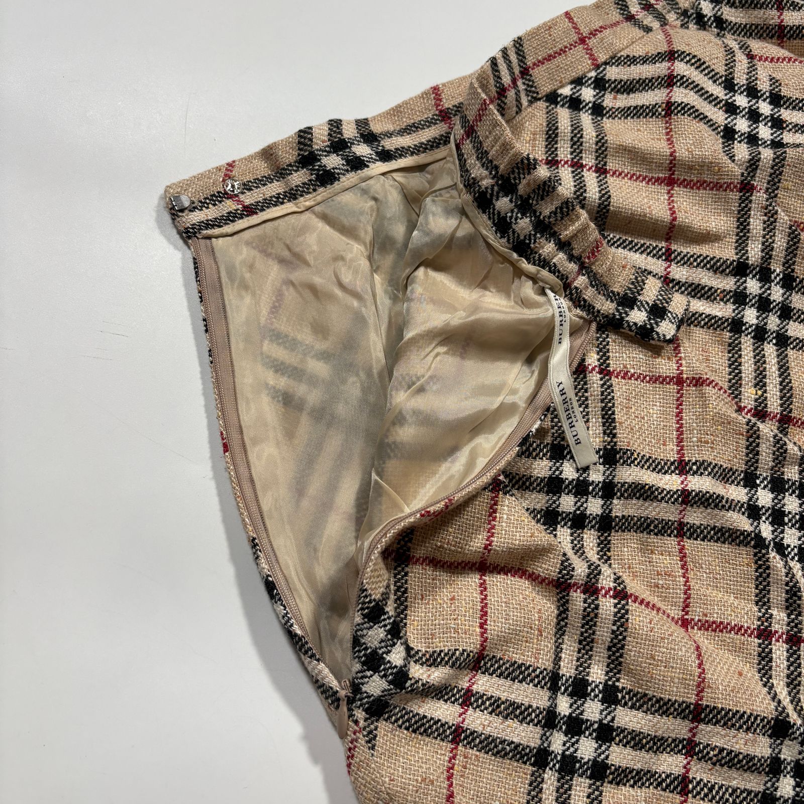 BURBERRY バーバリー ノバチェック シルク リネン ロングスカート