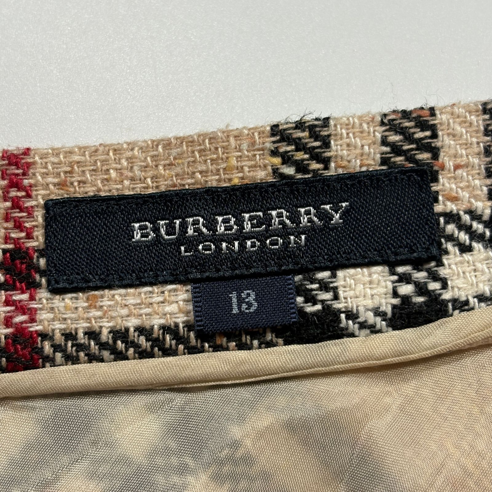 BURBERRY バーバリー ノバチェック シルク リネン ロングスカート