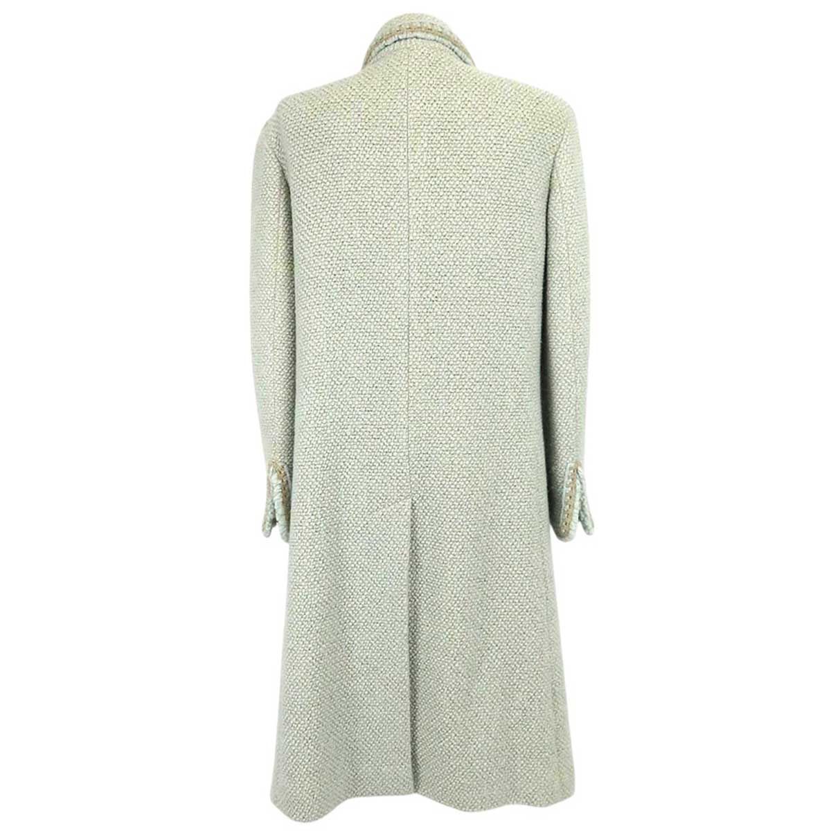 未使用品 シャネル ロングコート ココマーク カメリア コサージュ ツイード L シャネル ココマーク ミックス ツイード ロングコート P16548W02660