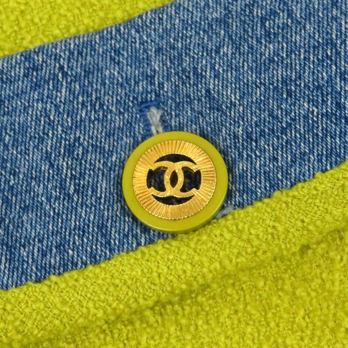 シャネル ココマーク 異素材 ジャケット レディース ライトグリーン