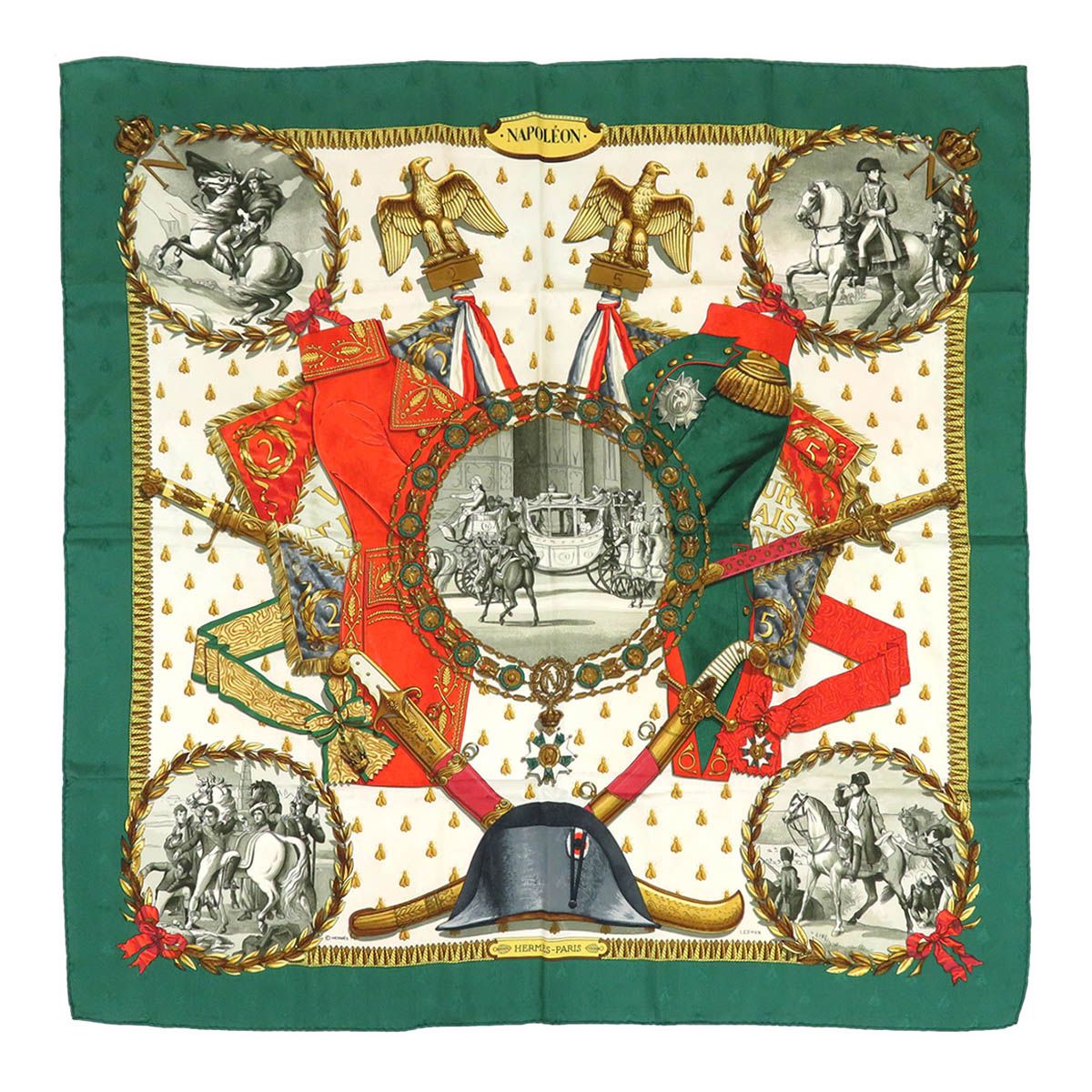 エルメス カレ 90 NAPOLEON ナポレオン ユニセックス グリーン HERMES アパレル 小物