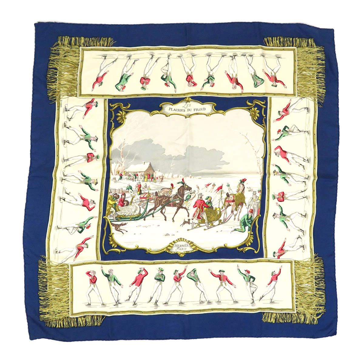 エルメス カレ 90 LES PLAISIRS DU FROID 氷上の喜び ユニセックス