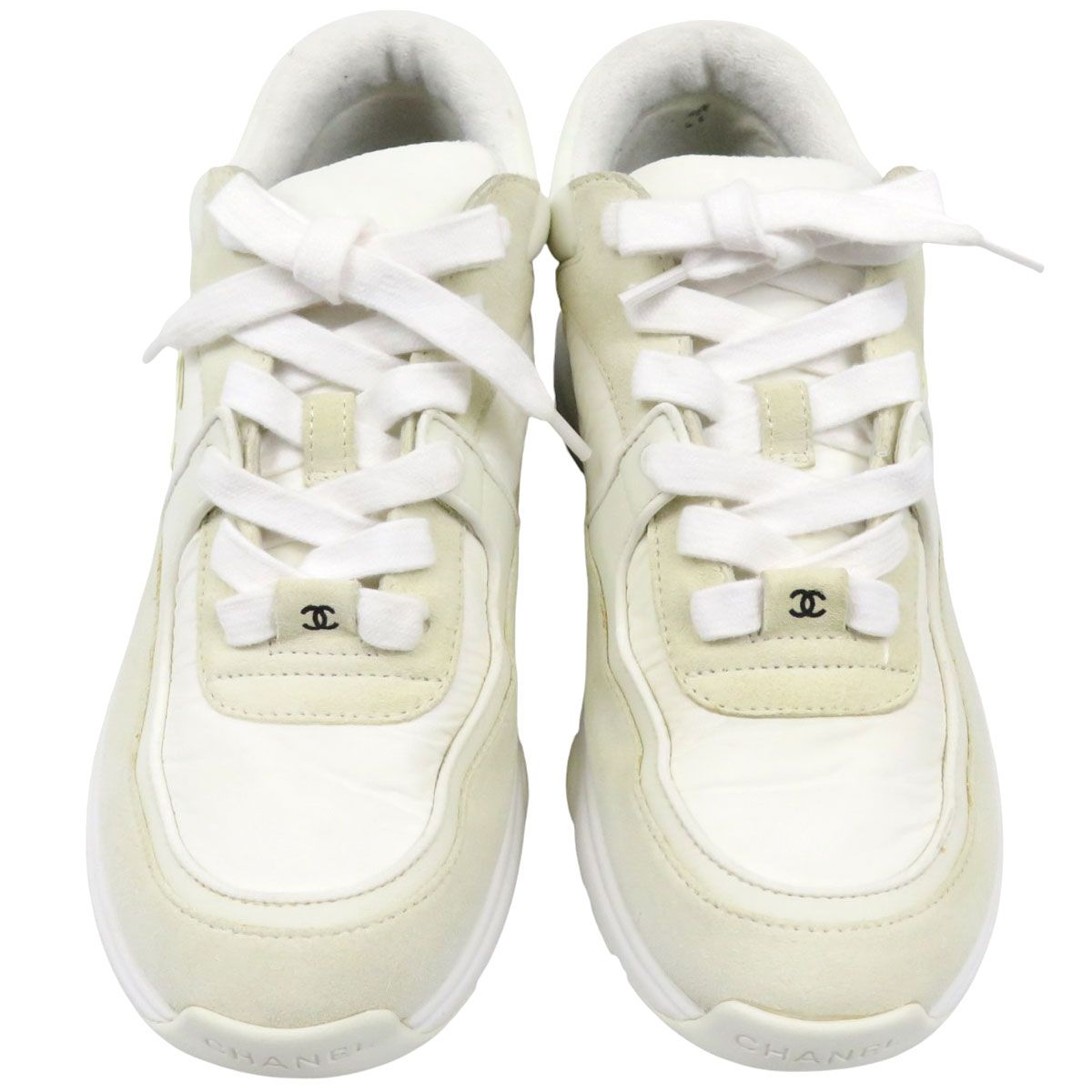 CHANEL フリルデザイン スニーカー アイボリー CHANEL フリルデザイン