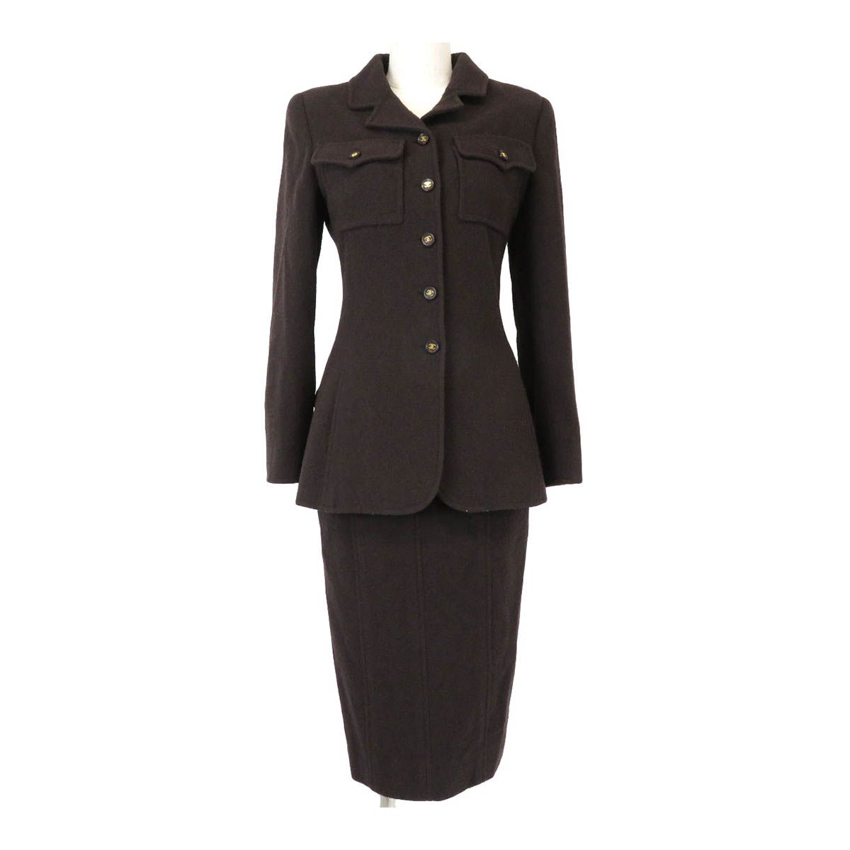 シャネル ココマーク ヴィンテージ ツイード セットアップ レディース ブラウン CHANEL アパレル 小物