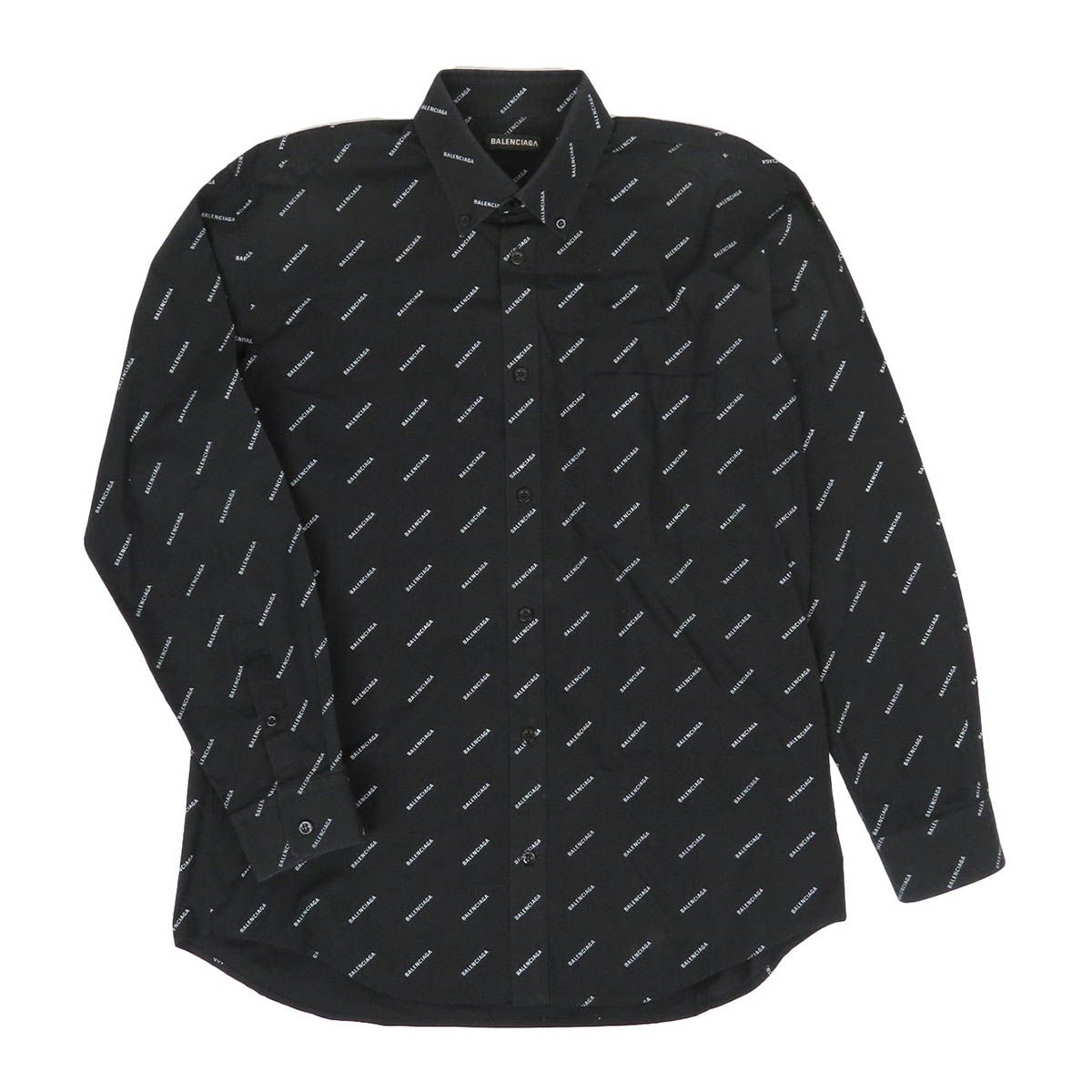 バレンシアガ オールオーバーロゴ コットン シャツ 534333 メンズ ブラック BALENCIAGA アパレル 小物