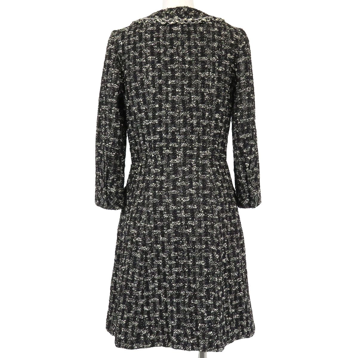 シャネル ココマーク ツイード ノーカラー ロングジャケット