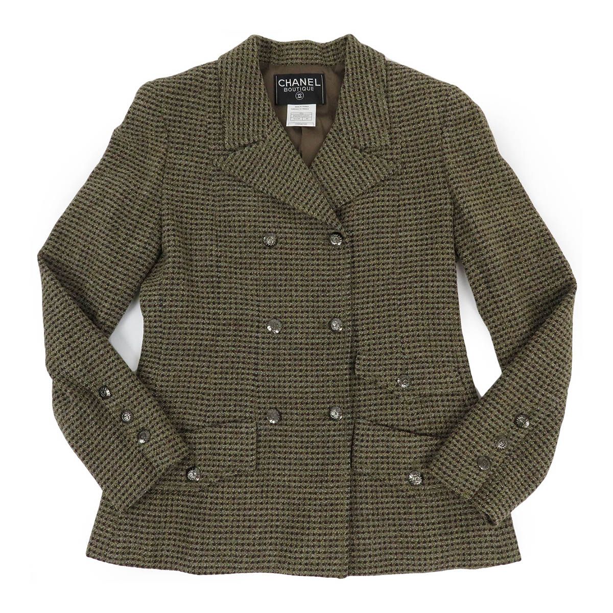 シャネル ココマーク ツイード ダブルブレスト ジャケット シャネル ココマーク ツイード ダブルブレスト ジャケット