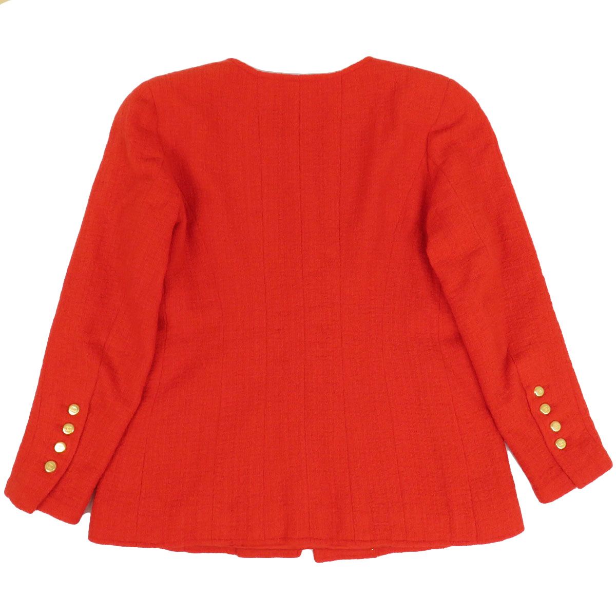 シャネル ココマーク ツイード ノーカラー ジャケット レディース