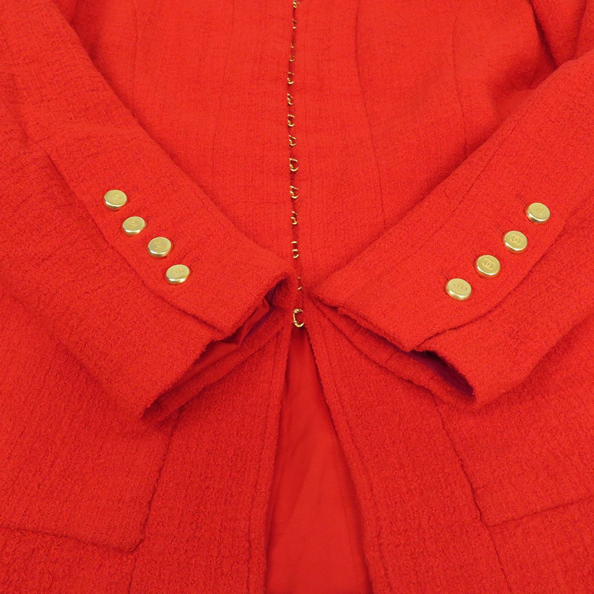 シャネル ココマーク ツイード ノーカラー ジャケット レディース