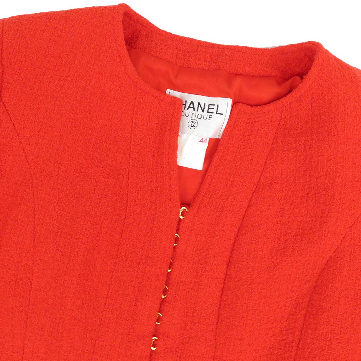 シャネル ココマーク ツイード ノーカラー ジャケット レディース