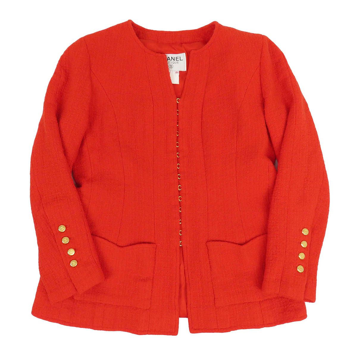 シャネル ココマーク ツイード ノーカラー ジャケット レディース