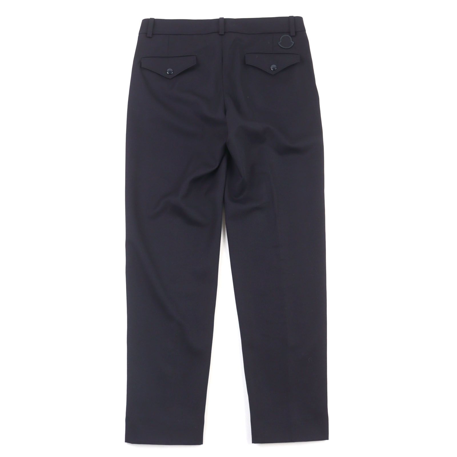 極美品○MONCLER モンクレール 2023年製 I20912A00037 54ANL PANTALONE SPORTIVO ウール100% ロゴワッペン付き スラックス ネイビー 44 正規品 メンズ