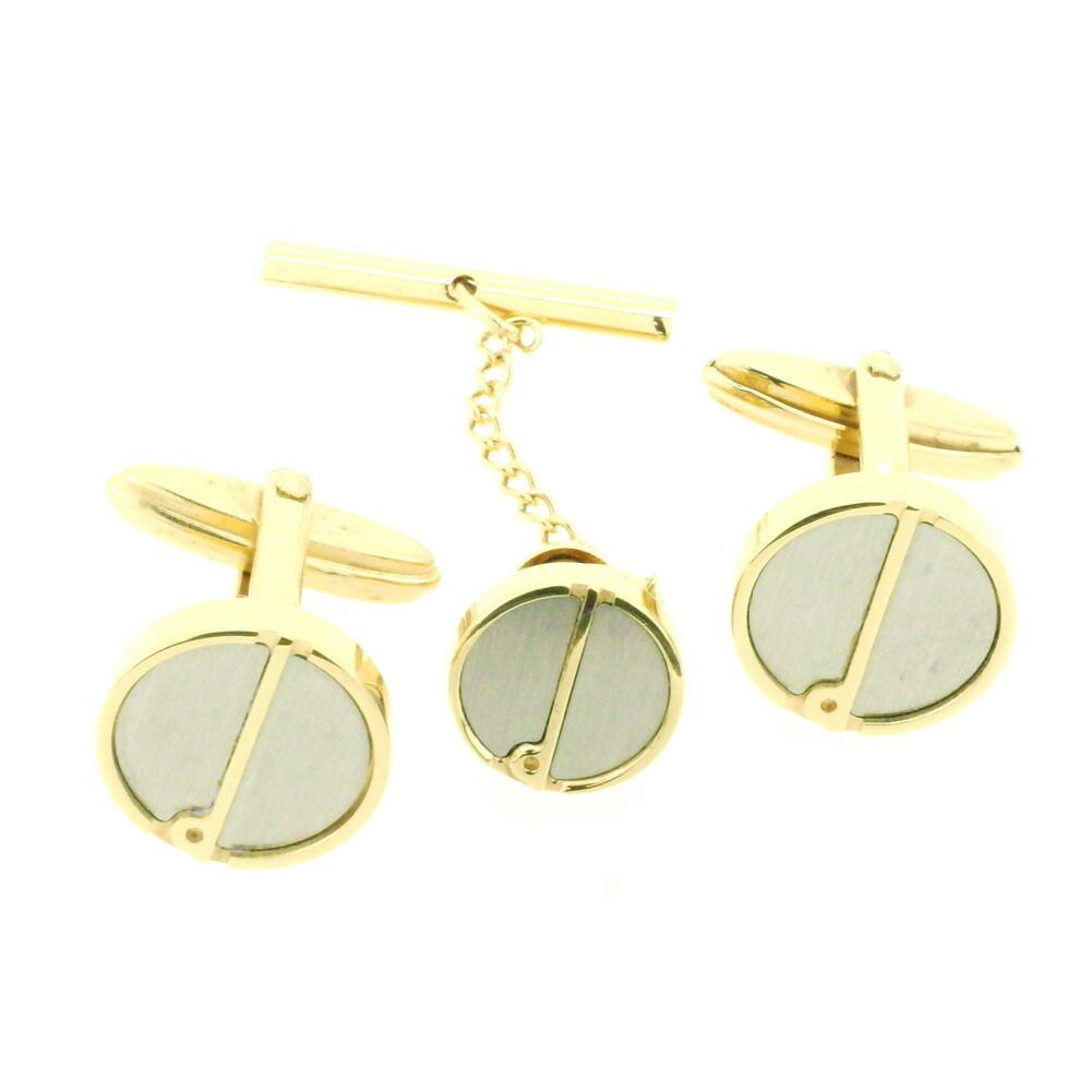 【X'masセール★30%OFF】ダンヒル Dunhill カフス2アイテムセット dマーク ラウンドフォルム ゴールド シルバー レディース 中古 最大30％OFF☆新春セール】ダンヒル Dunhill カフス 2アイテムセット d