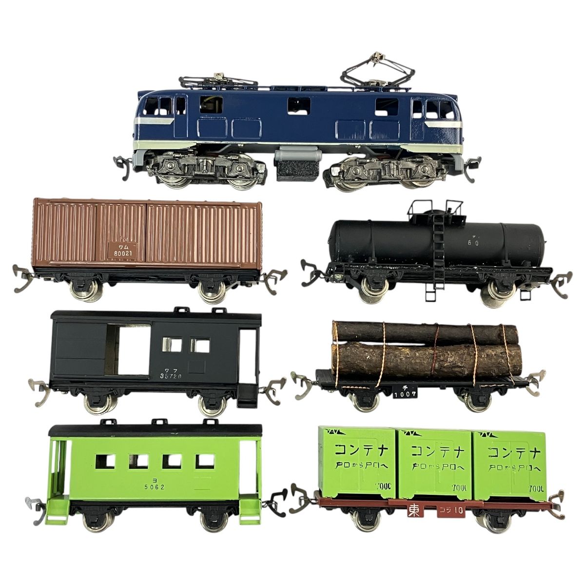 鉄道模型（HOゲージ） ミニ 無蓋貨車列車セット （金属製・カツミ/エンドウ製） ジャンク カツミ ED58形 電気機関車 エンドウ タム500 ワム80000 ワフ