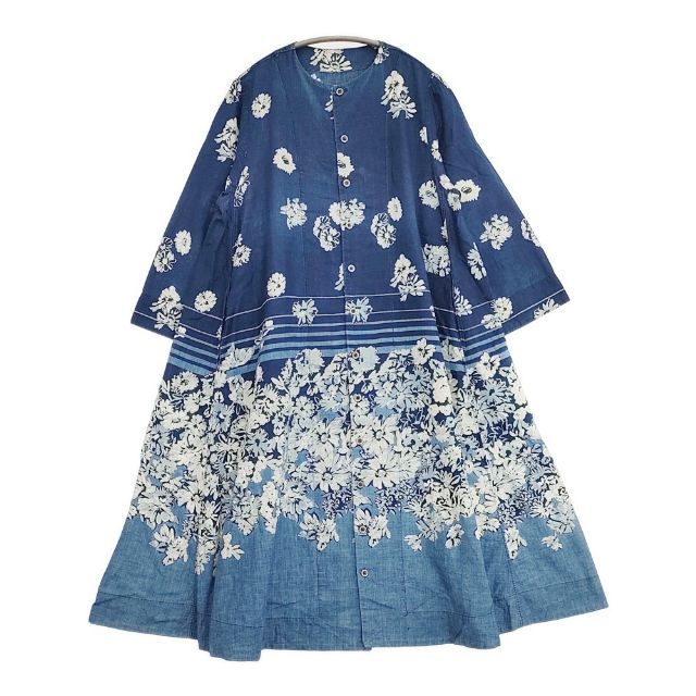 45 R|45 rpm ボーダーフラワープリントのドレス インディゴ 定価90200円 ワンピース 23 SS ネイビー レディース フォーティーファイブアールピーエム 5-1201 M∞