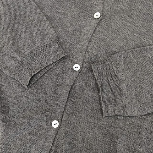 極美品 洗える エヴァムエヴァ ノーカラー コットンシルクカーディガン グレー 極美品 洗える エヴァムエヴァ ノーカラー コットンシルクカーディガン