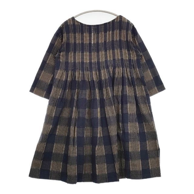veritecoeur コットンリネンギャザーチェックチュニック 定価14300円 VC 1015 ワンピース ネイビー レディース ヴェリテクール 5 1201 M∞