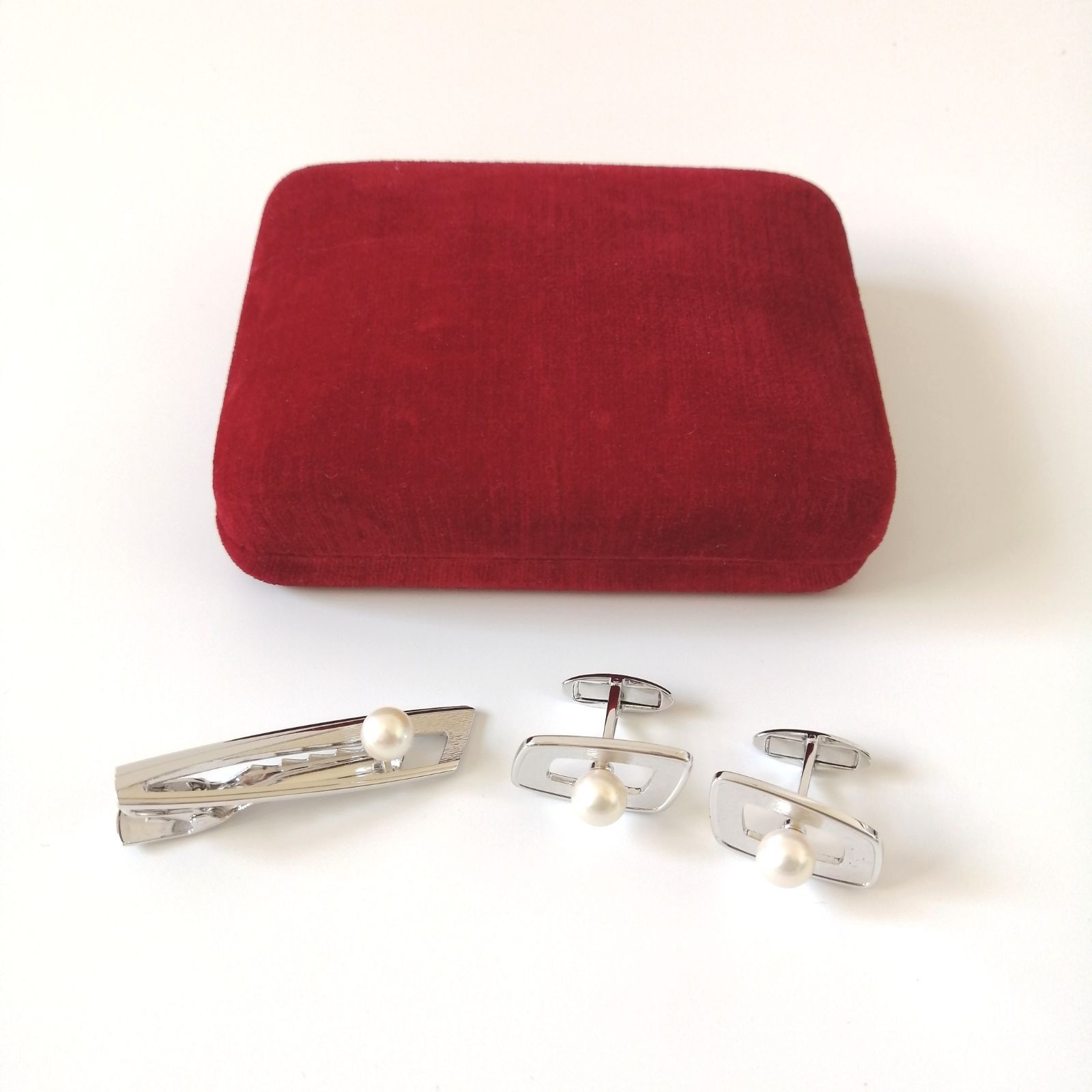 ミキモト パール×シルバー タイピン＆カフス セット MIKIMOTO ミキモト パール 真珠 ピンブローチ 2点セット カフス