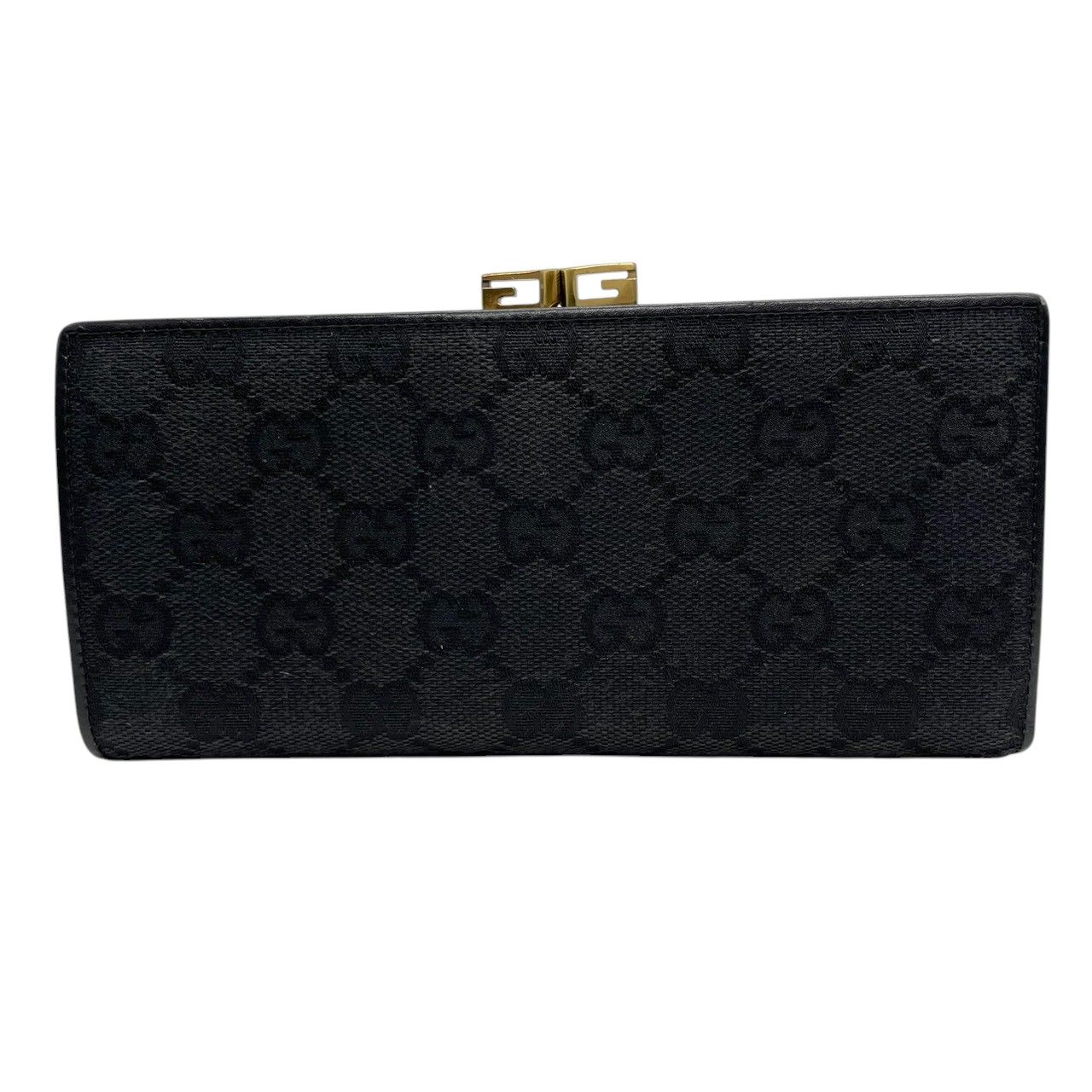美品】グッチ GUCCI 長財布 二つ折り がま口 ガマ口 GGキャンバス 