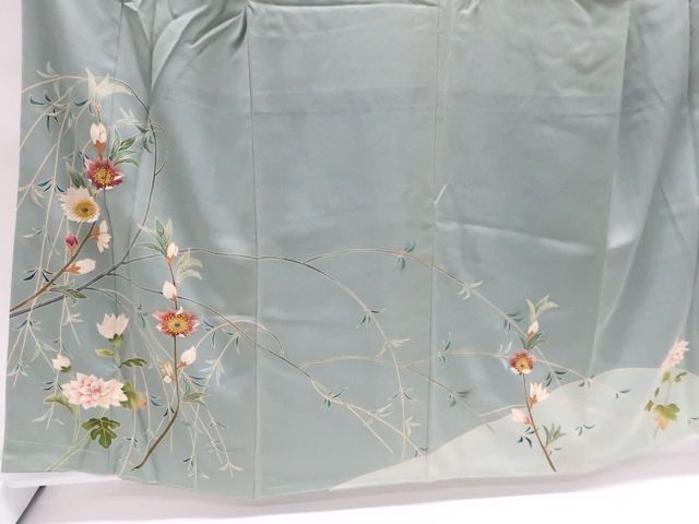 京松 大羊居製 訪問着 東京友禅 落款入り 金糸 一つ紋 正絹 着物 身丈161 cm 裄丈61.5 r 7 z 12-709