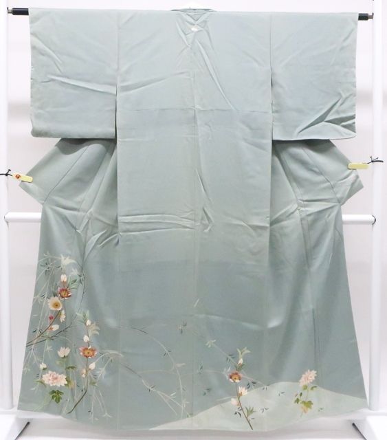 京松 大羊居製 訪問着 東京友禅 落款入り 金糸 一つ紋 正絹 着物 身丈161 cm 裄丈61 5 r 7 z 12 709