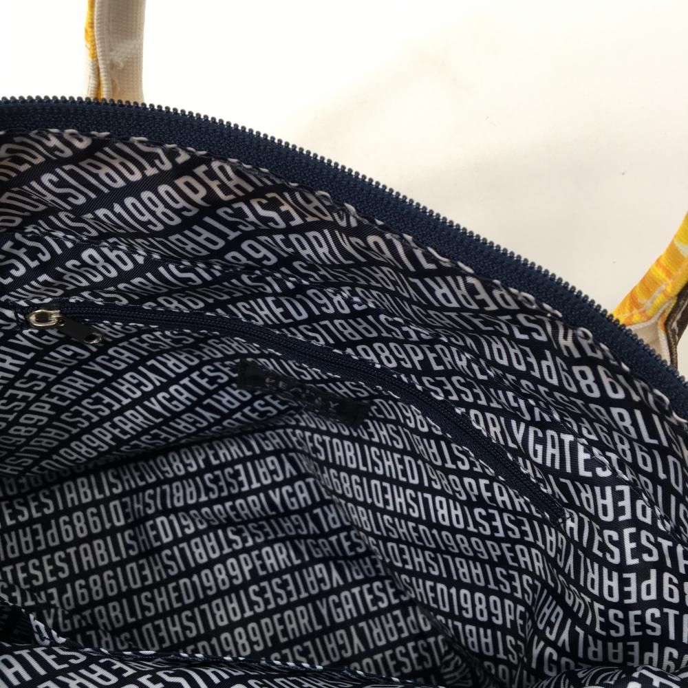 超美品】パーリーゲイツ カートバッグ 白×イエロー ひまわり柄 内外