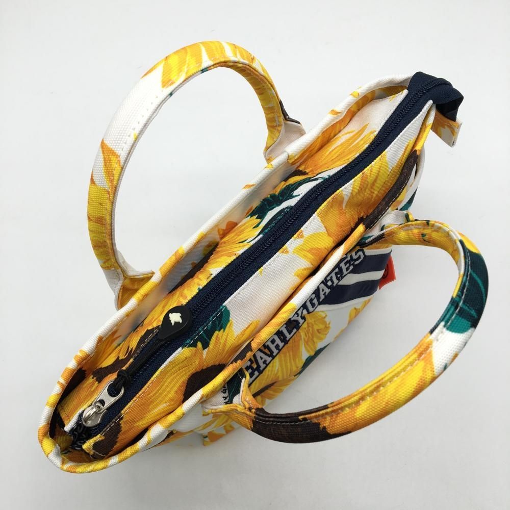 超美品】パーリーゲイツ カートバッグ 白×イエロー ひまわり柄 内外