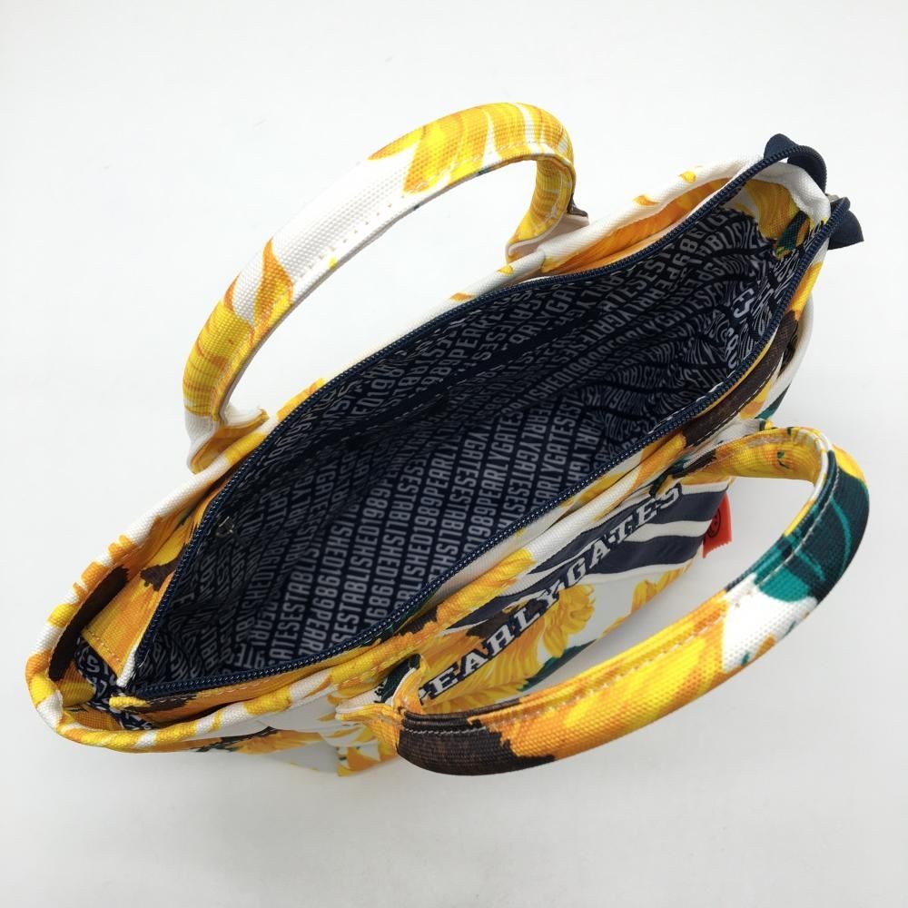 超美品】パーリーゲイツ カートバッグ 白×イエロー ひまわり柄 内外