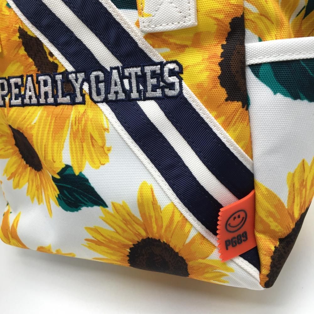 超美品】パーリーゲイツ カートバッグ 白×イエロー ひまわり柄 内外