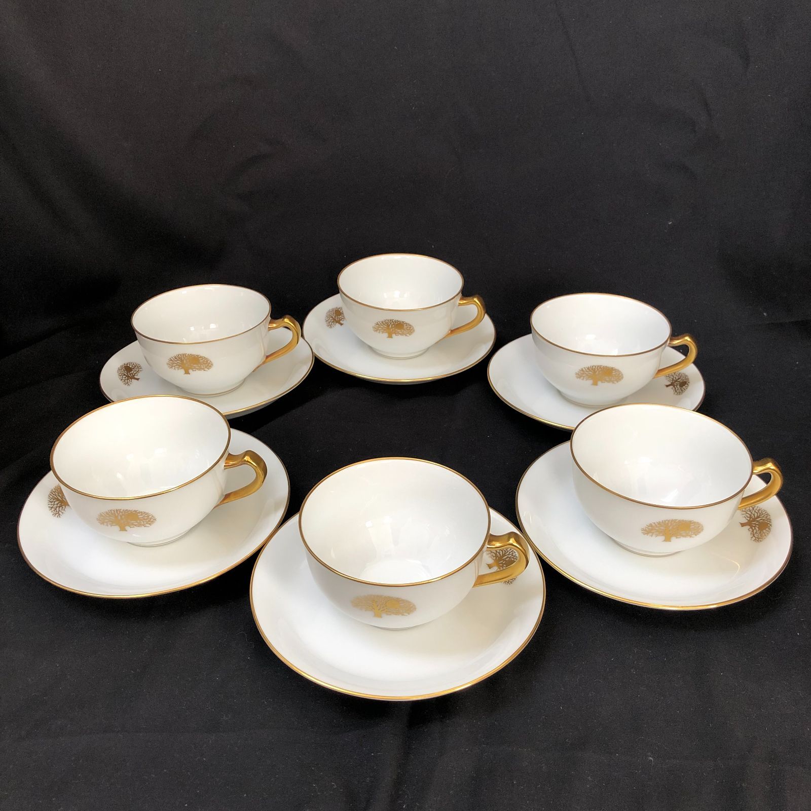 OKURA TOUEN 大倉陶園 茶器 ゴールドライン 太陽樹 カップ・ソーサー6