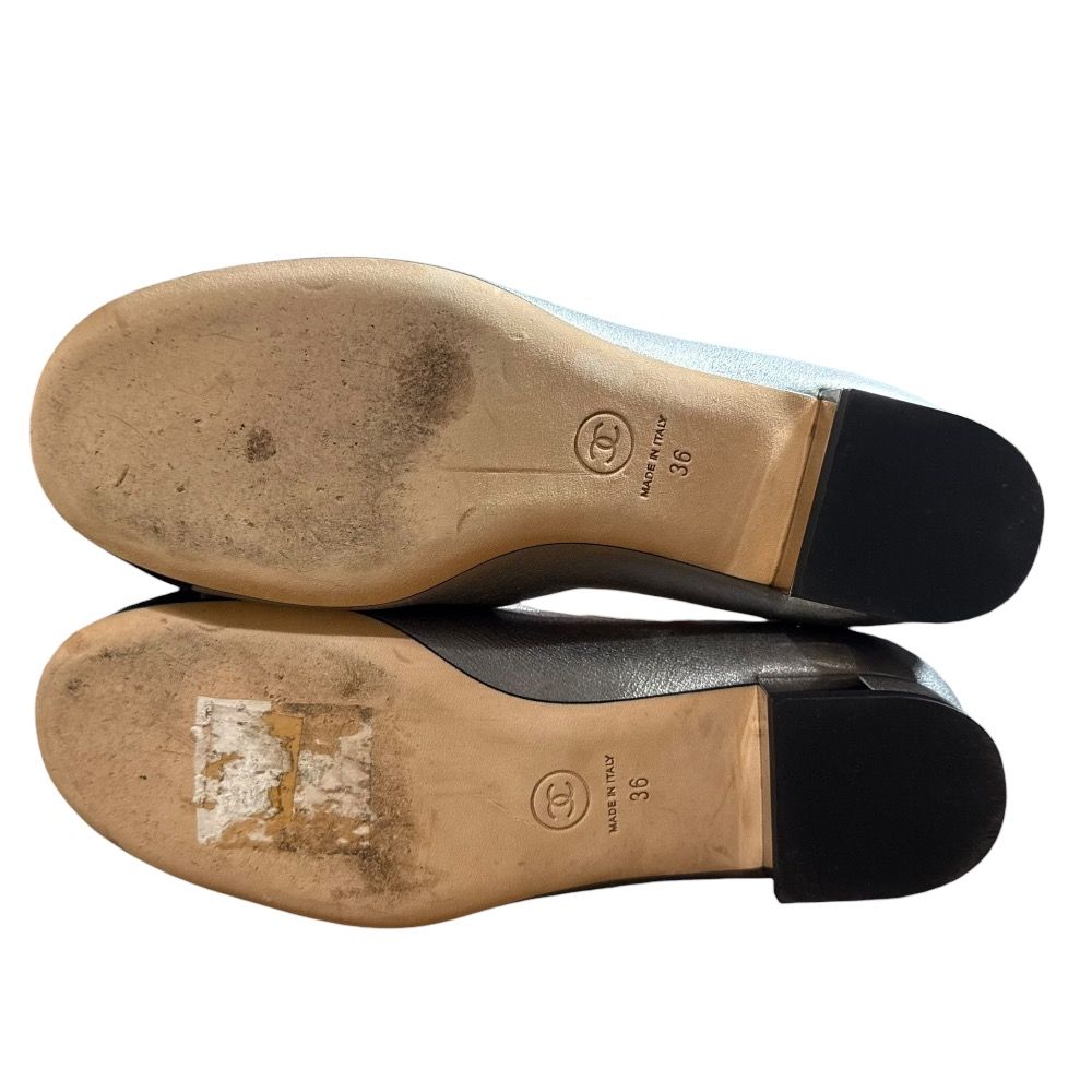 美品 CHANEL シャネル ココマーク ローヒール バイカラーパンプス 36