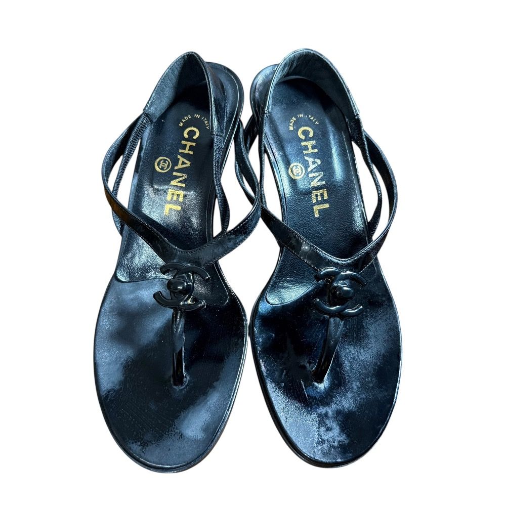 良品 CHANEL シャネル ヴィンテージ ターンロック スリングバック