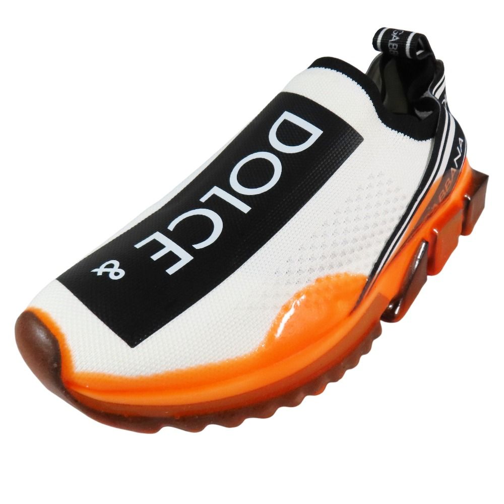 DOLCE-GABBANA ドルチェアンドガッバーナ スリッポン ソレントニット ローカットスニーカー シューズ 37.5 オレンジ レディース 古着