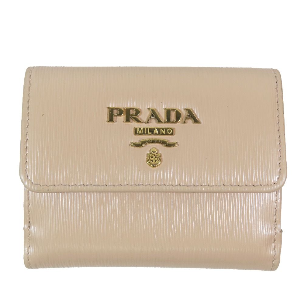 PRADA プラダ ヴィッテロ ムーヴ ウォレット サフィアーノ コンパクト 二つ折り財布 コインケース カードケース ピンク レディース 古着