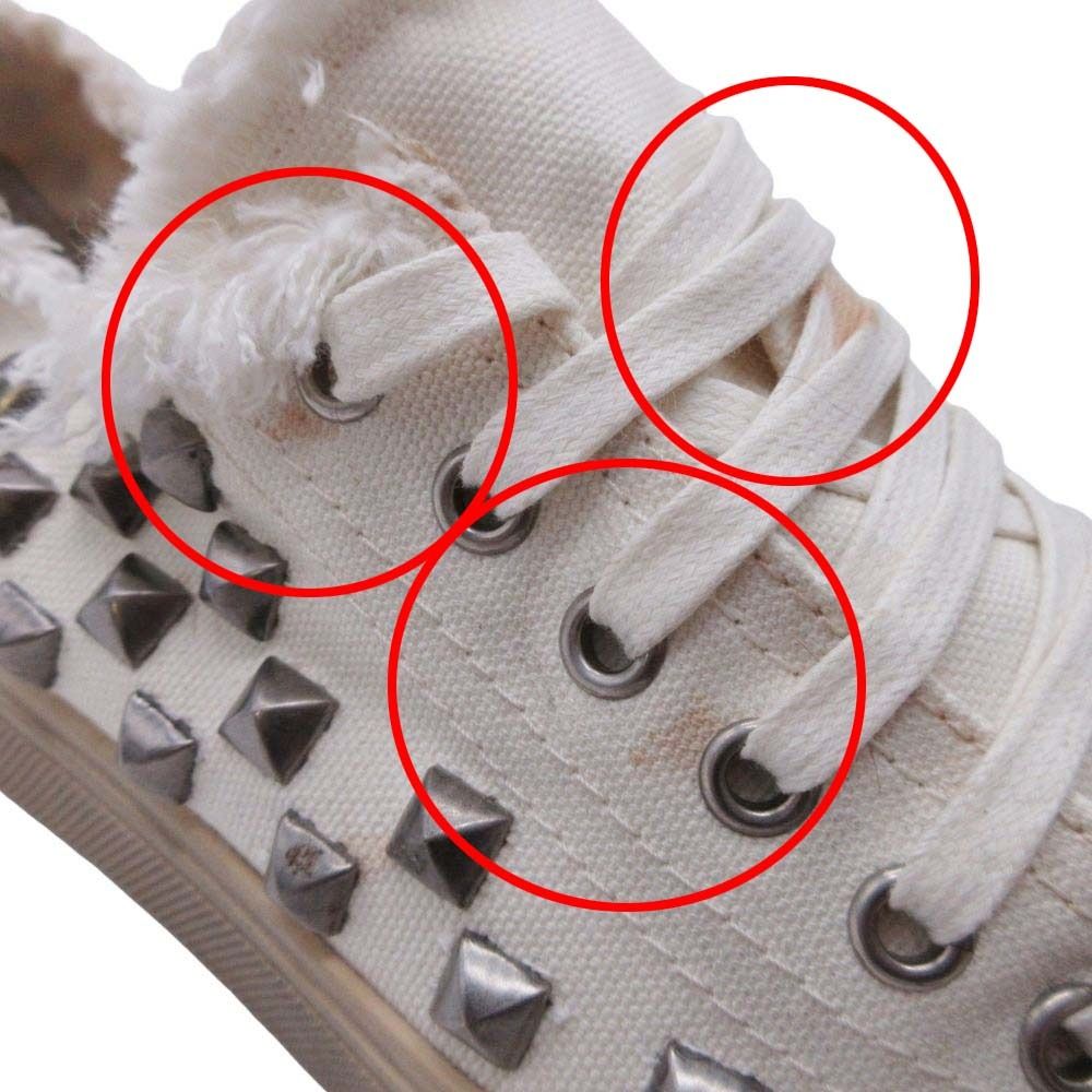  SAINT LAURENT PARIS サンローランパリ スタッズ ロートップ キャンバス スニーカー シューズ 靴 37.5 24.0 キナリ レディース 古着 スニーカー 靴