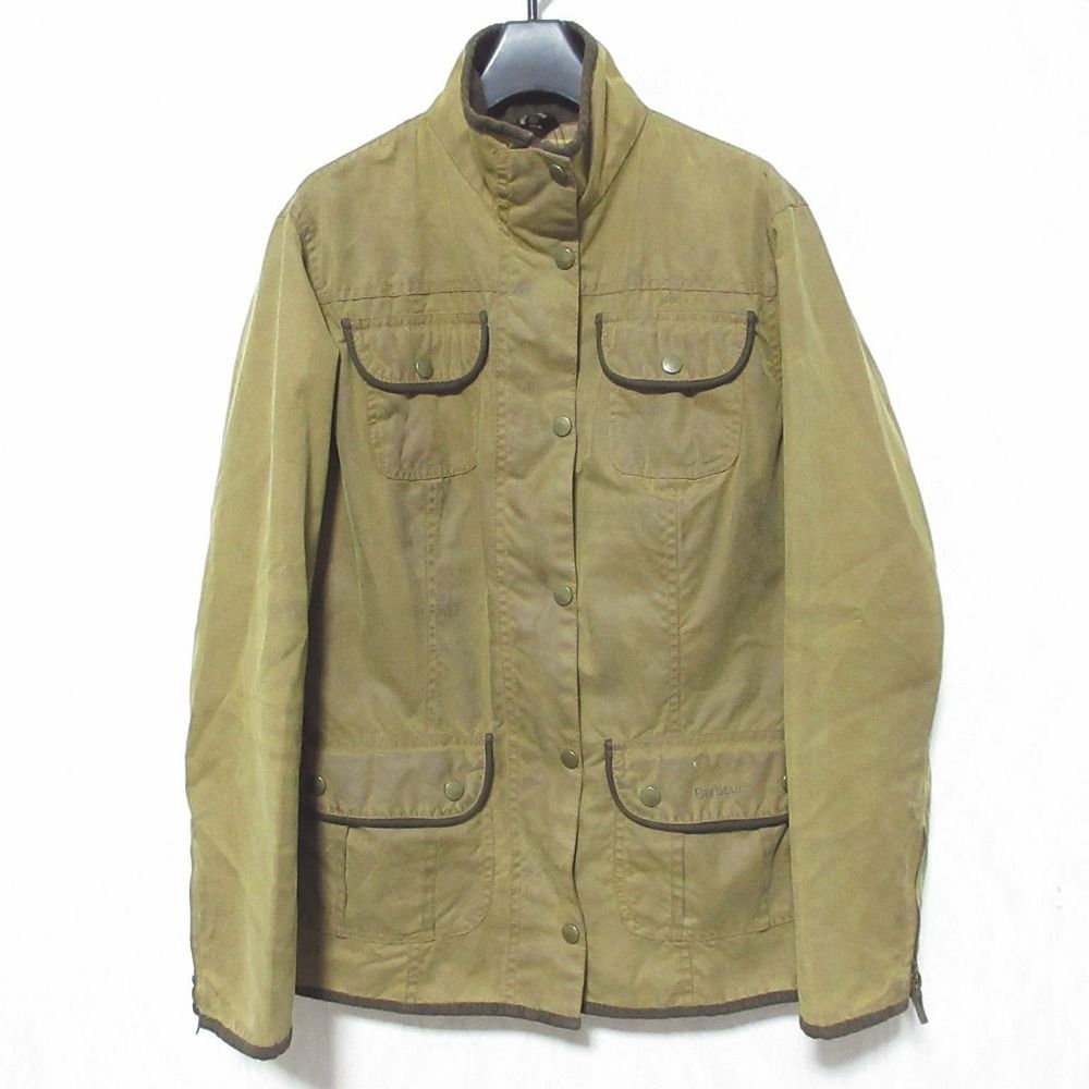 Barbour バブアー ワックスコーティング コットン ユーティリティージャケット ブルゾン サイズ12 ブラウン レディース 古着