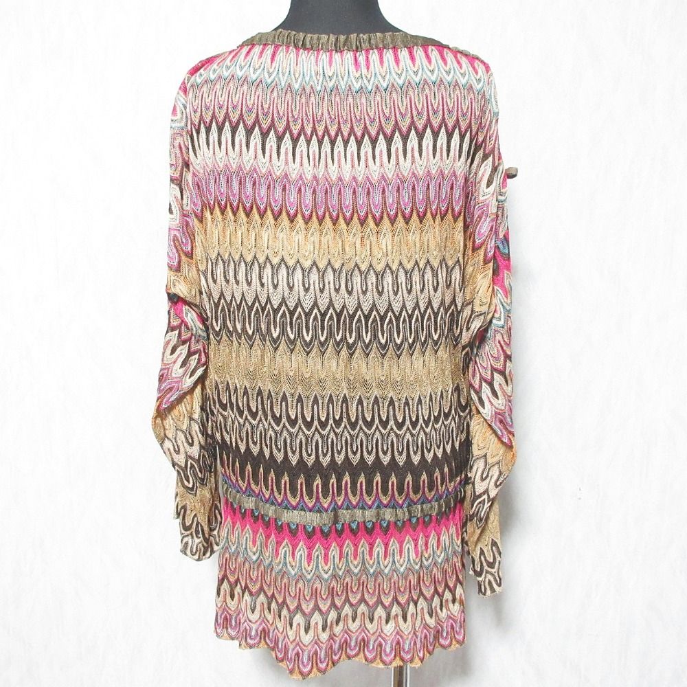 美品 MISSONI ミッソーニ 総柄 ニット カーディガン 46 マルチカラー