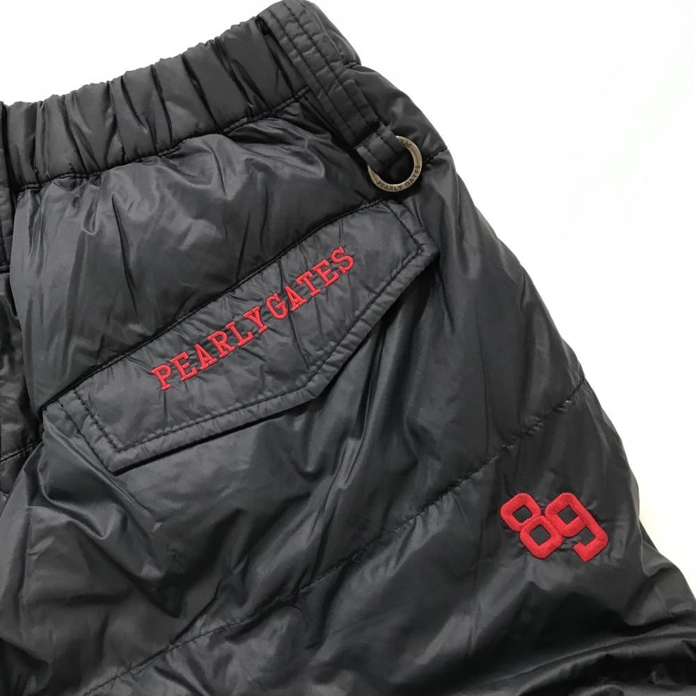 美品】パーリーゲイツ ダウンパンツ ネイビー×レッド ウエストゴム 裾