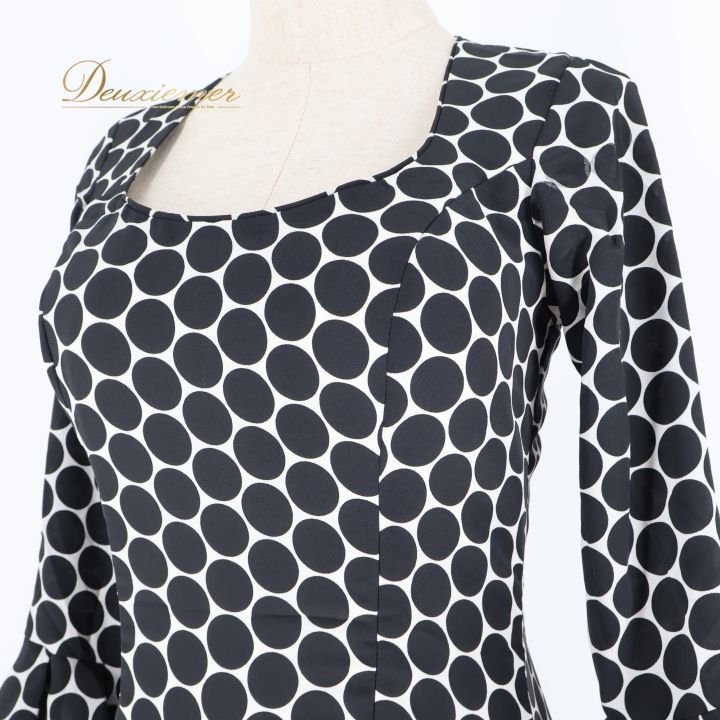 フラメンコ 衣装 ワンピース ドレス 黒 白 水玉 ドット MOLINA