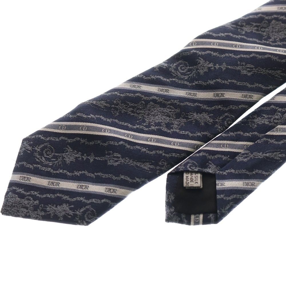 Dior ディオール　ネクタイ　紺　トロッター　ジャガード 美品 クリスチャンディオール ネクタイ 紺 トロッター柄 シルク