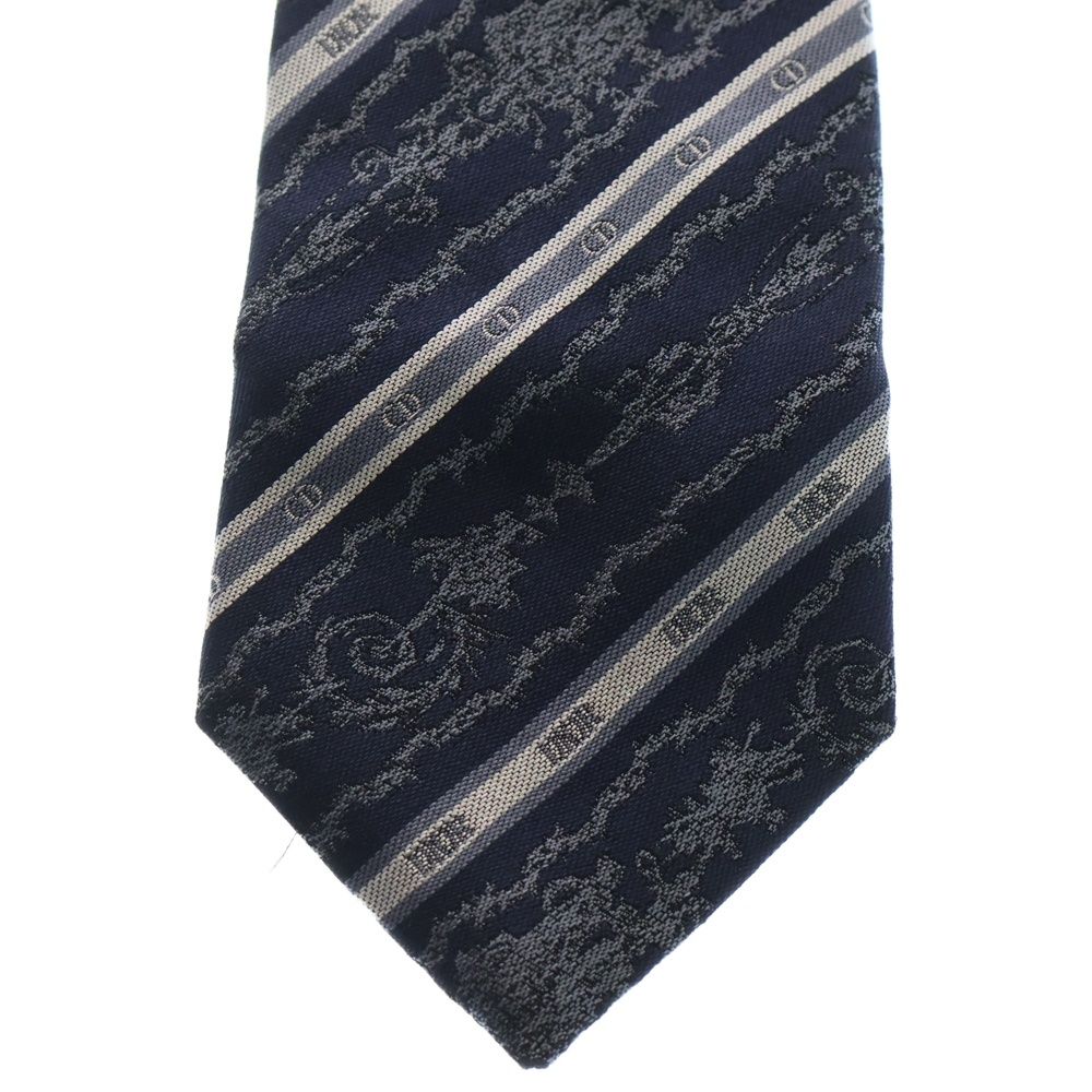 Dior ディオール　ネクタイ　紺　トロッター　ジャガード 美品 クリスチャンディオール ネクタイ 紺 トロッター柄 シルク