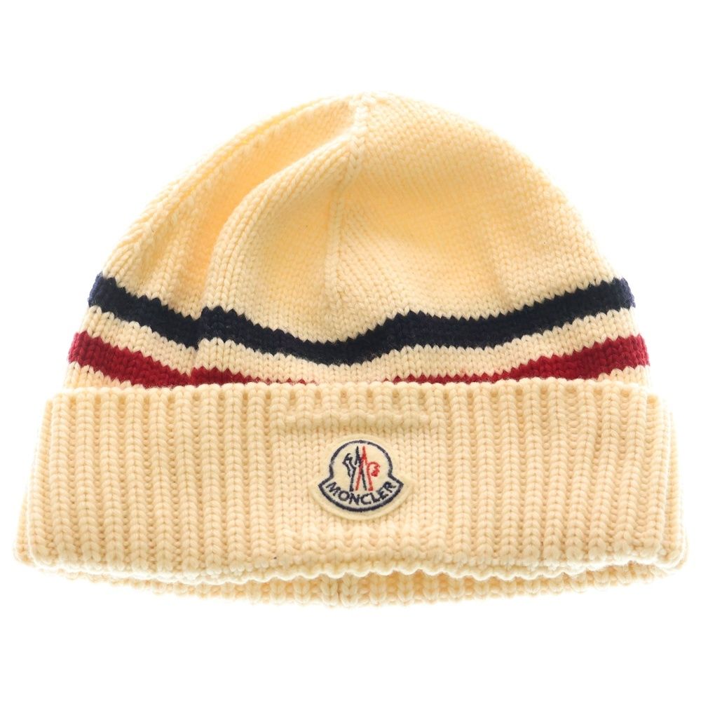 MONCLER モンクレール ロゴパッチ付き ニットキャップ ビーニー 帽子 ホワイト 091 00320 00