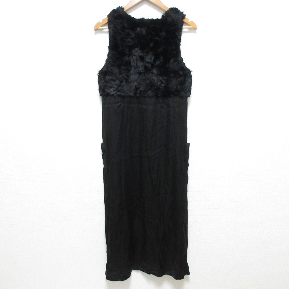 tricot comme des garcons トリココムデギャルソン ボア サテンドッキングワンピース TA-080050 ブラック レディース 古着