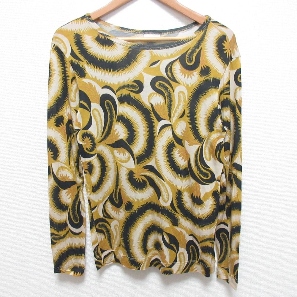 DRIES VAN NOTEN ドリスヴァンノッテン ボタニカル柄 ロングスリーブ カットソー サイズXS イエロー レディース 古着