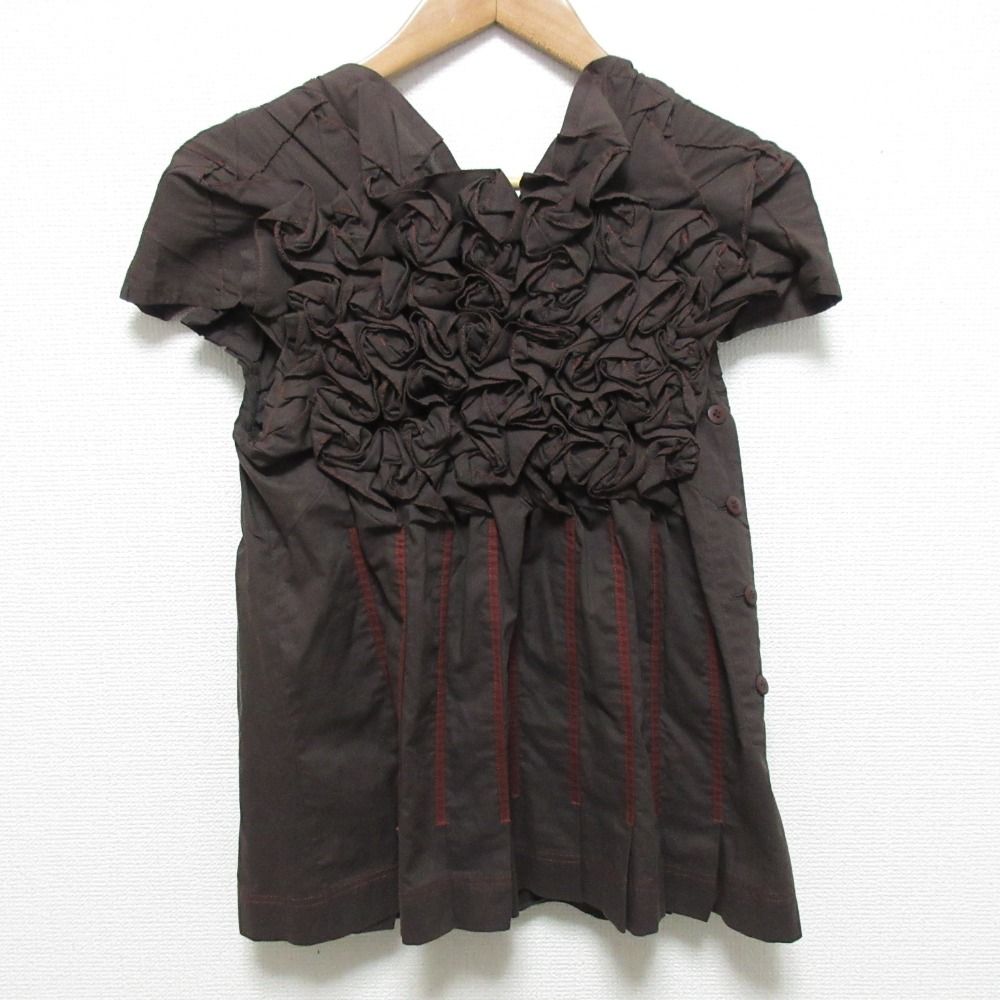 ISSEY MIYAKE イッセイミヤケ フラワーモチーフ カットソー サイズ2 ブラウン レディース 古着