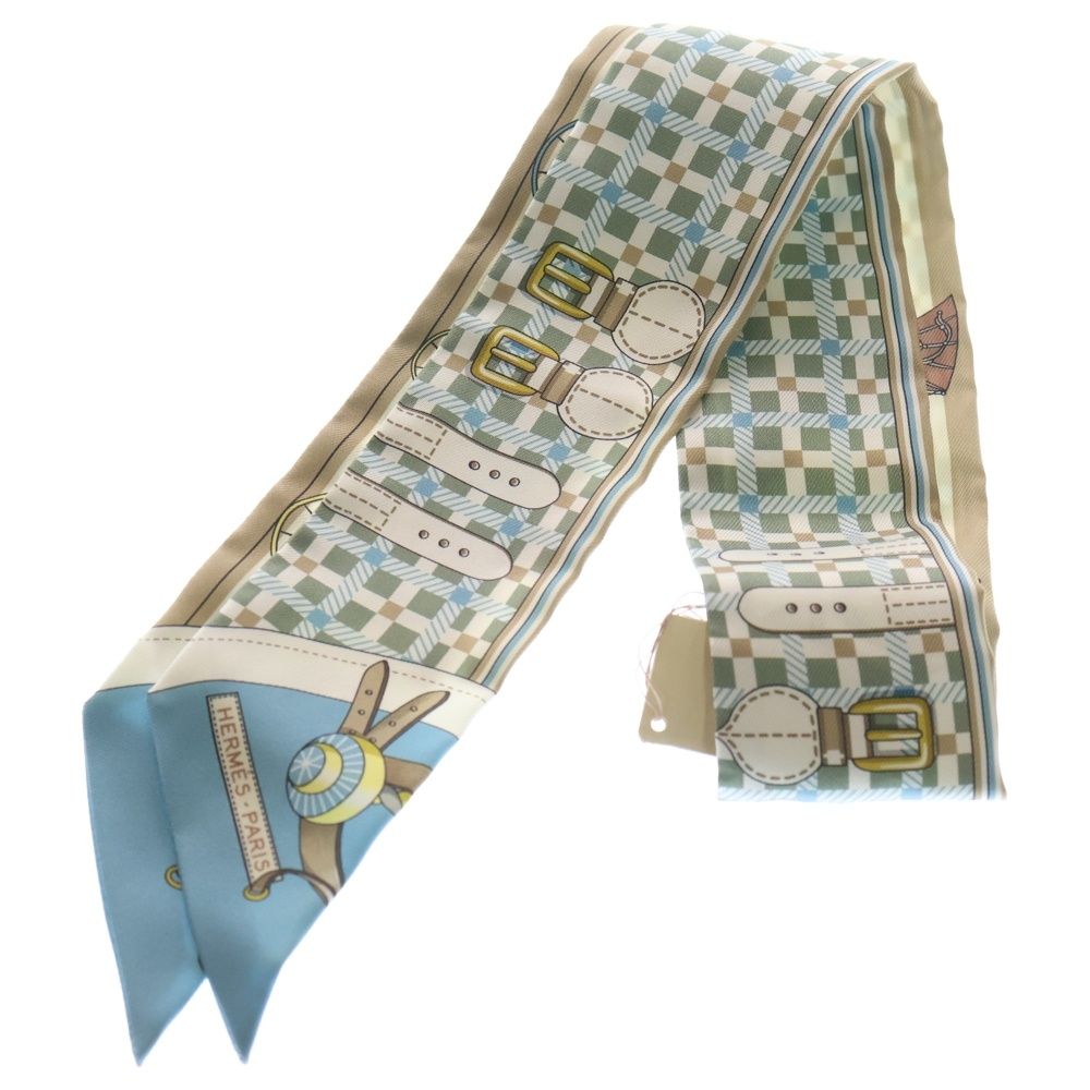 HERMES エルメス Les Voitures Nouvelle ツイリー 馬車の変遷 スカーフ シルク ブルー