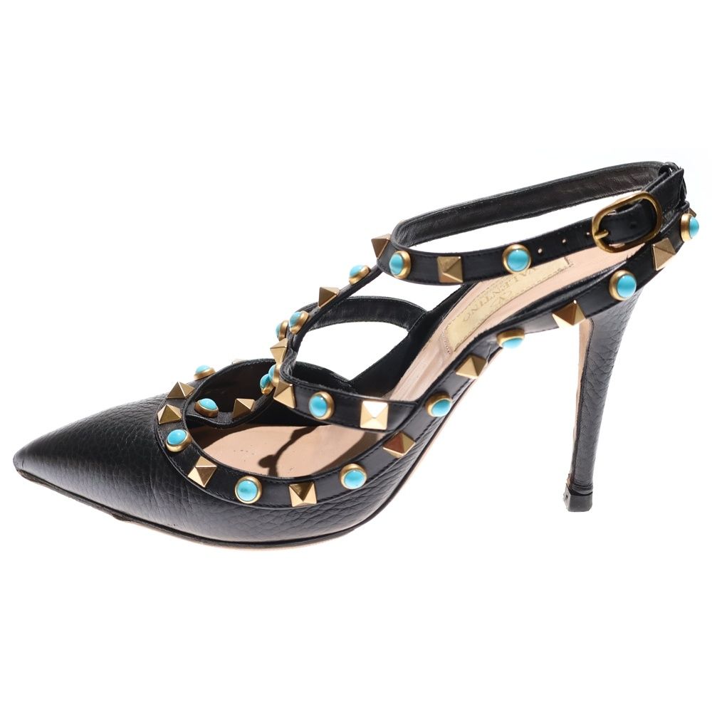 ヴァレンティノガラヴァーニ ロックスタッズ ハイヒール レディース36 ブラック 美品 VALENTINO GARAVANI ロックスタッズ ハイヒール パンプス