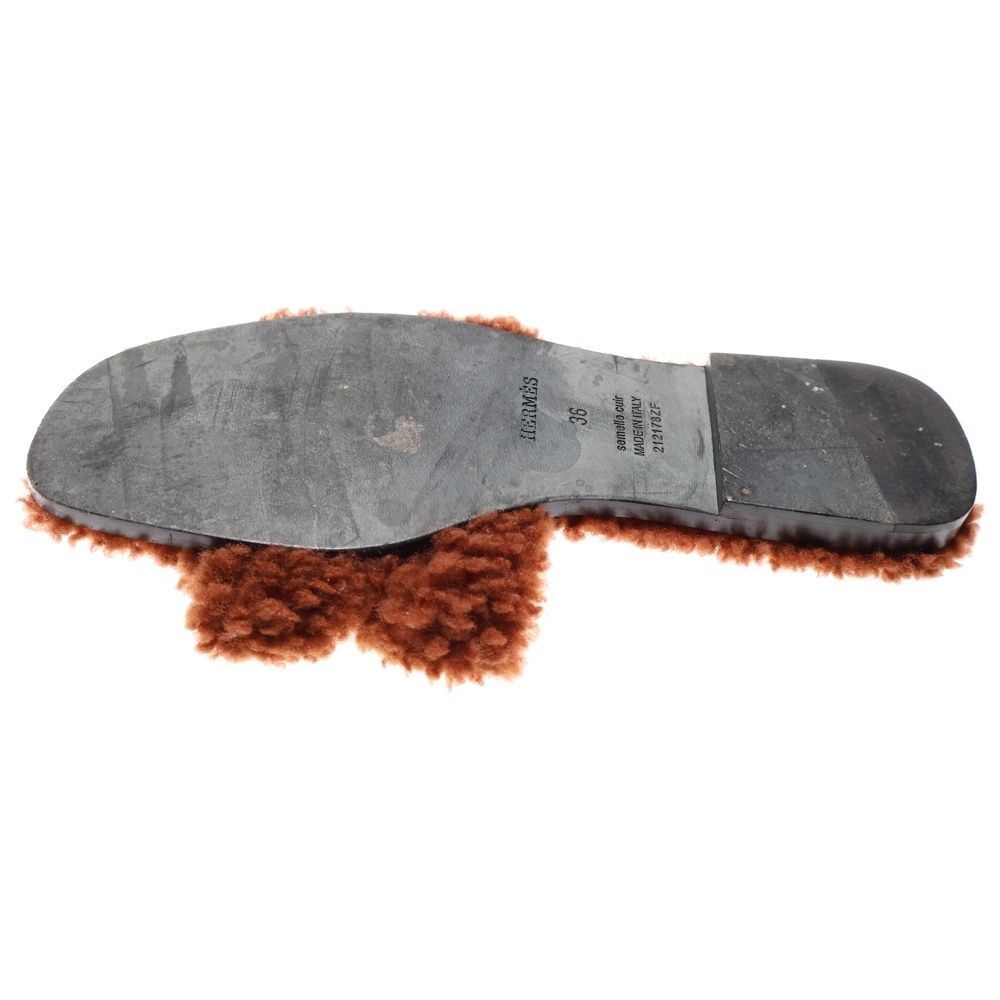 HERMES (エルメス) オラン ボア ムートン Hモチーフ フラット サンダル