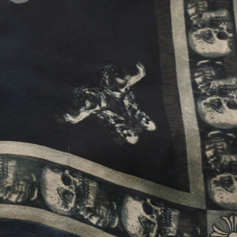 CHROME HEARTS クロムハーツ FOTI CH PLS フォティ CHプラス 総柄プリント シルクスカーフ ネイビー ブルー